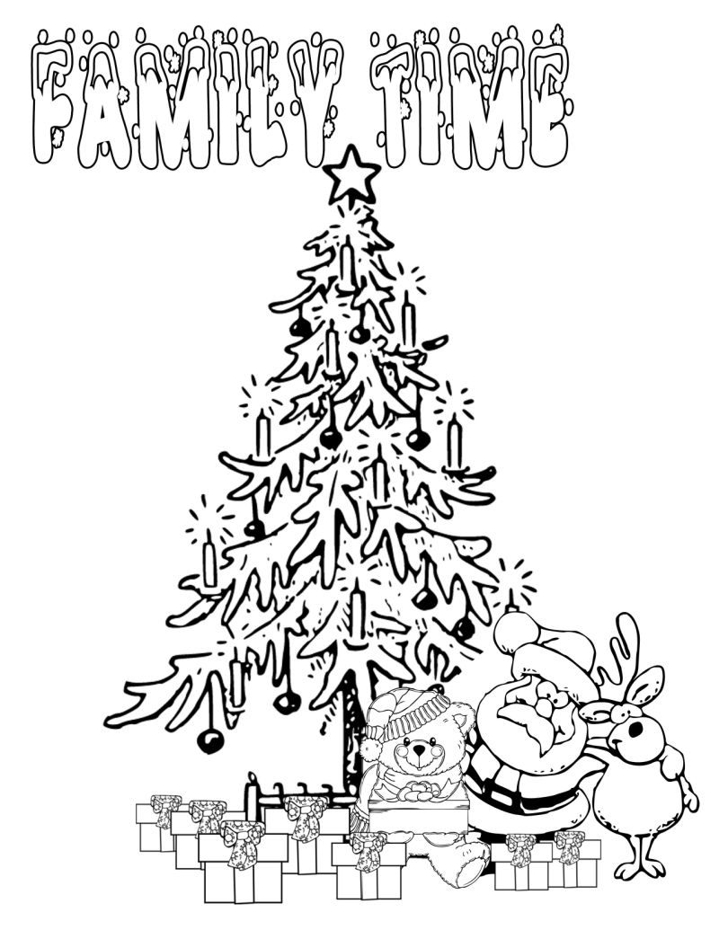 printable christmas family time coloring page