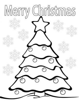 Merry Christmas Tree Coloring Page - Mama Likes This