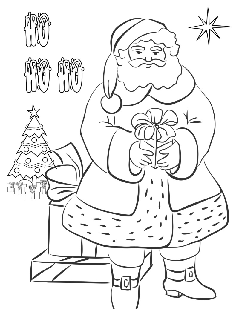 printable old fashioned santa coloring page