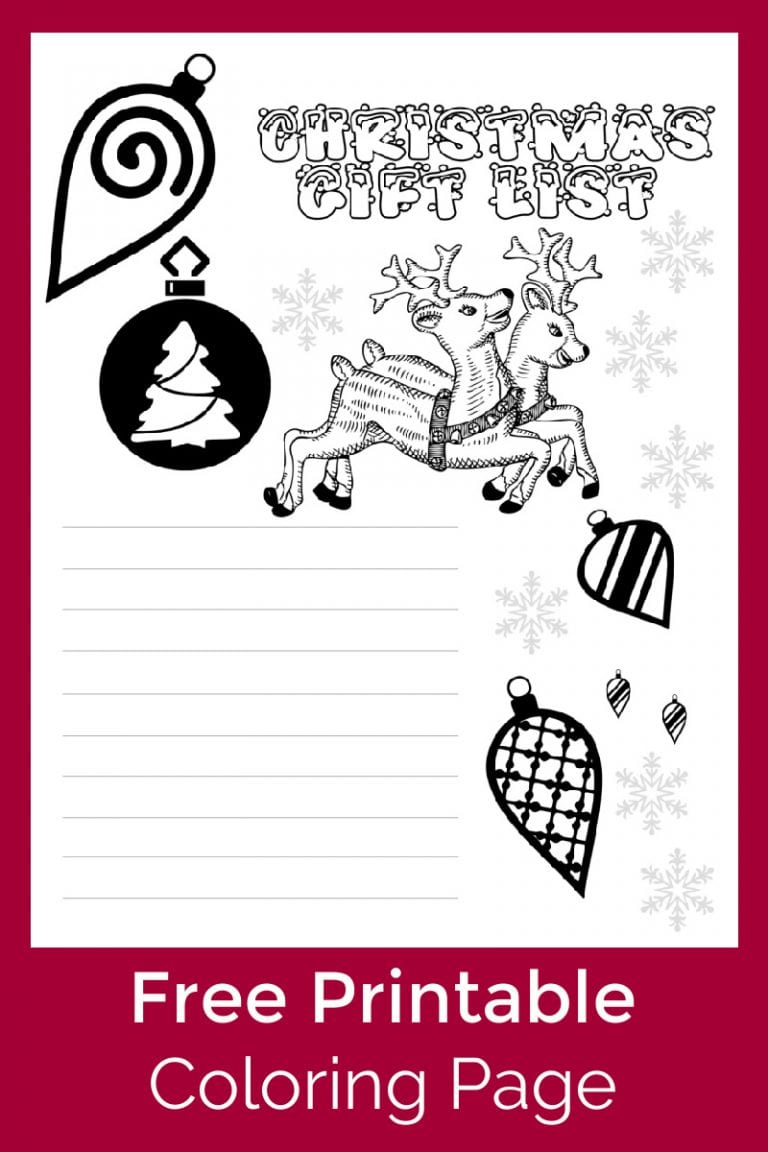 Free Printable Christmas Gift List Coloring Page - Mama Likes This