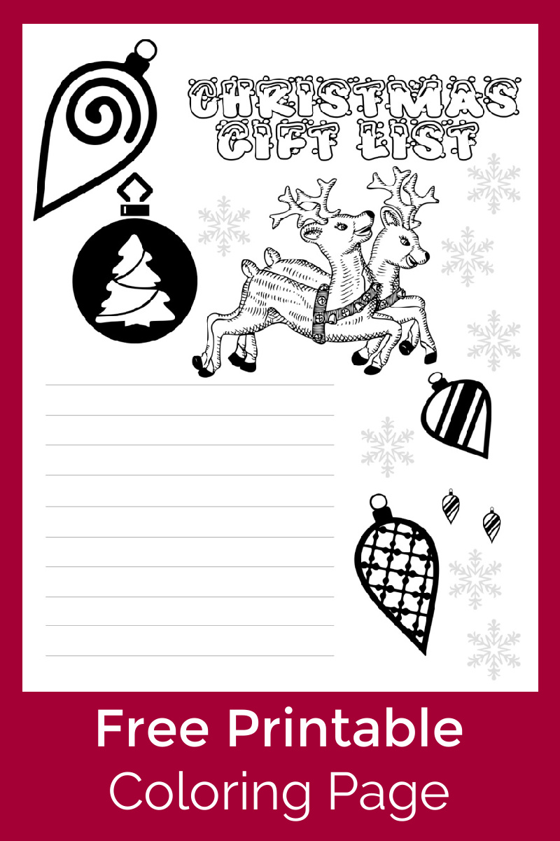 Christmas Gift List Coloring Page #FreePrintable