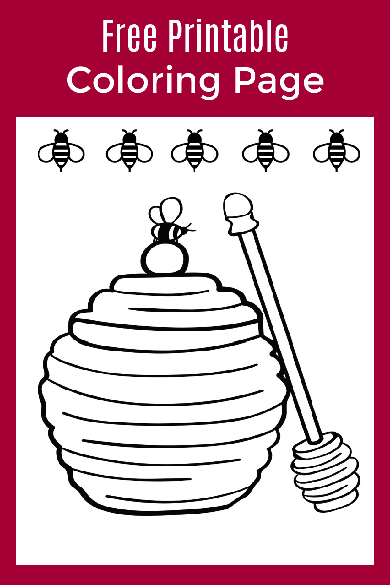 Bees and Honey Pot Coloring Page | Mama Likes This