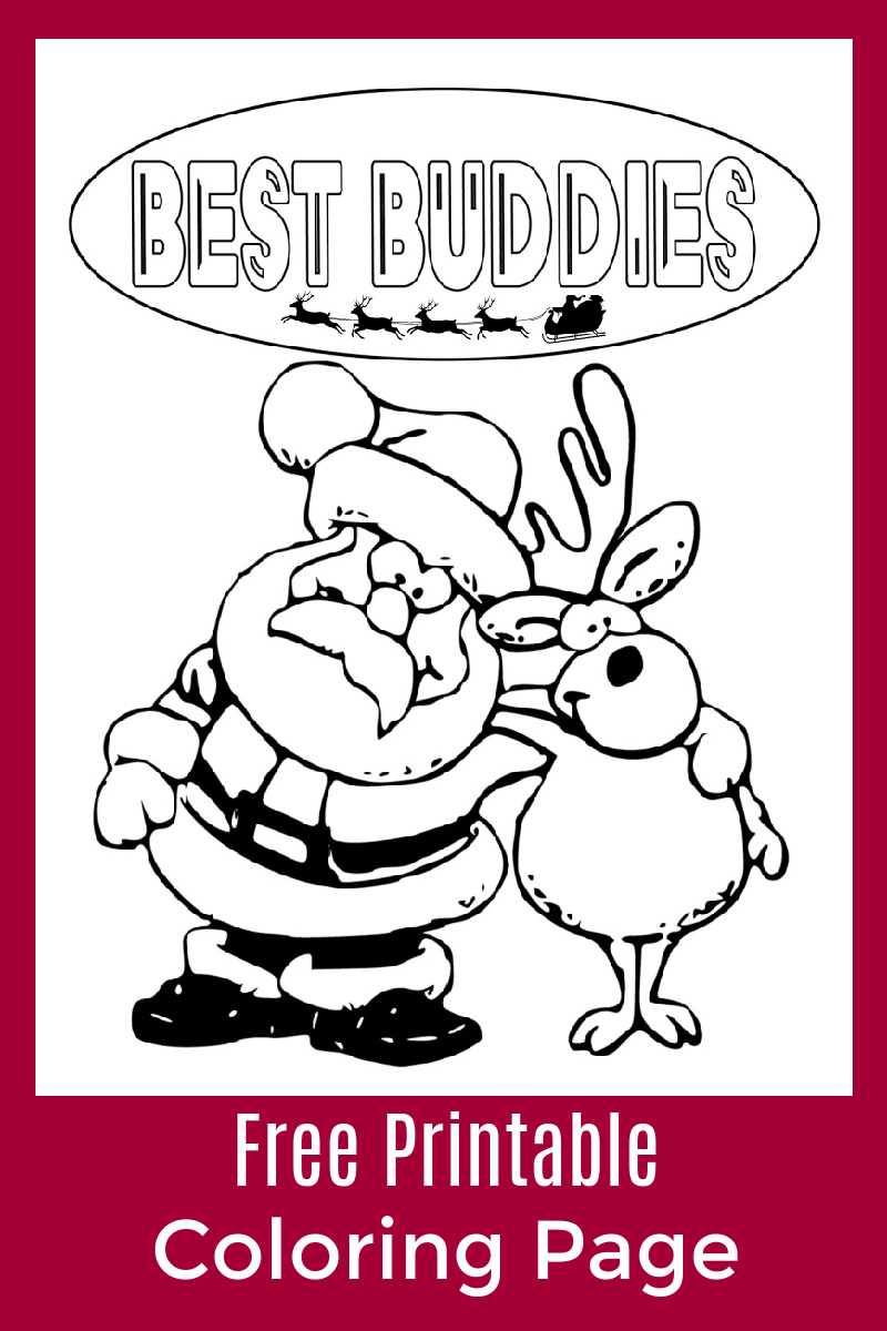 Santa and Rudolph Christmas Buddies Coloring Page