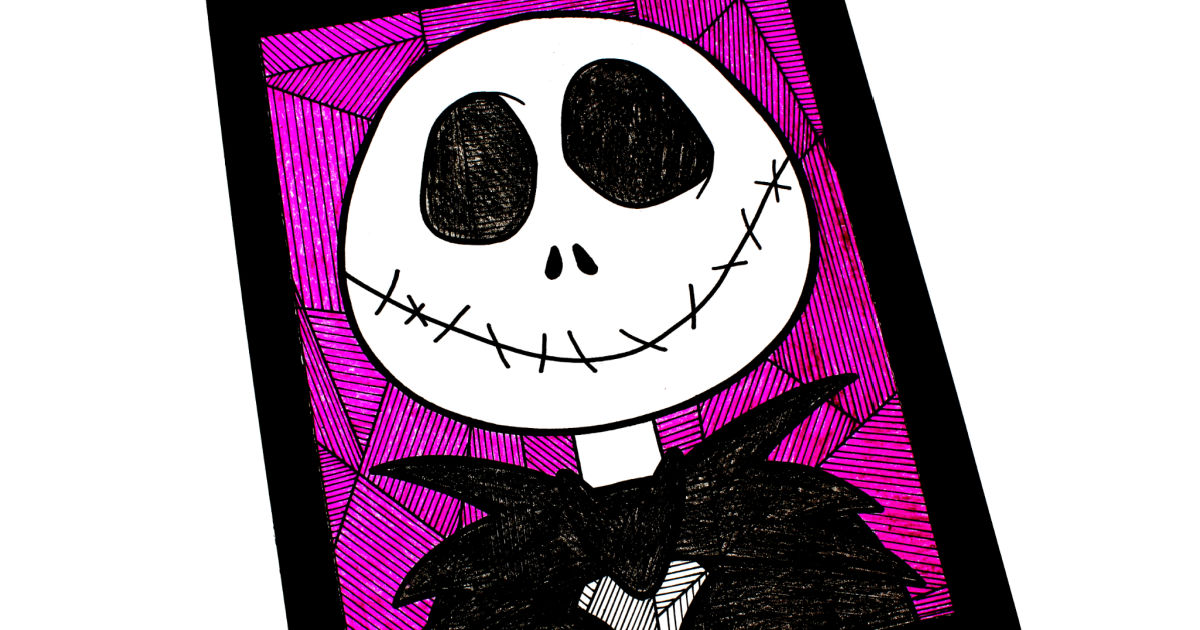 feature jack skellington line art coloring page