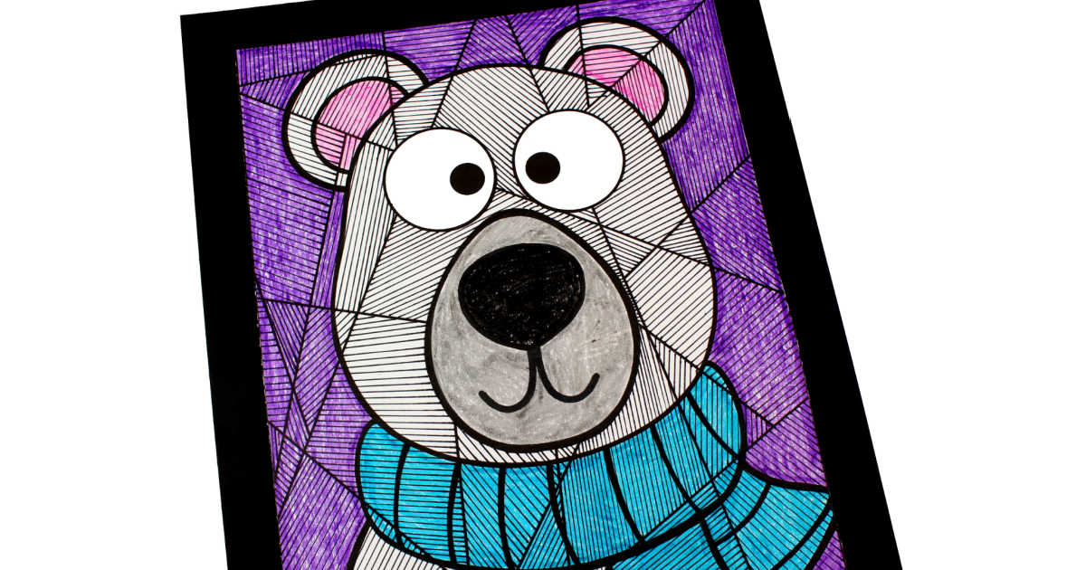 feature polar bear line study coloring page