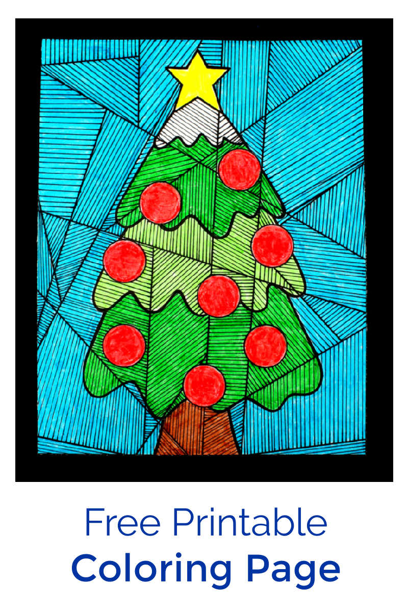 Christmas Tree Line Study Coloring Page