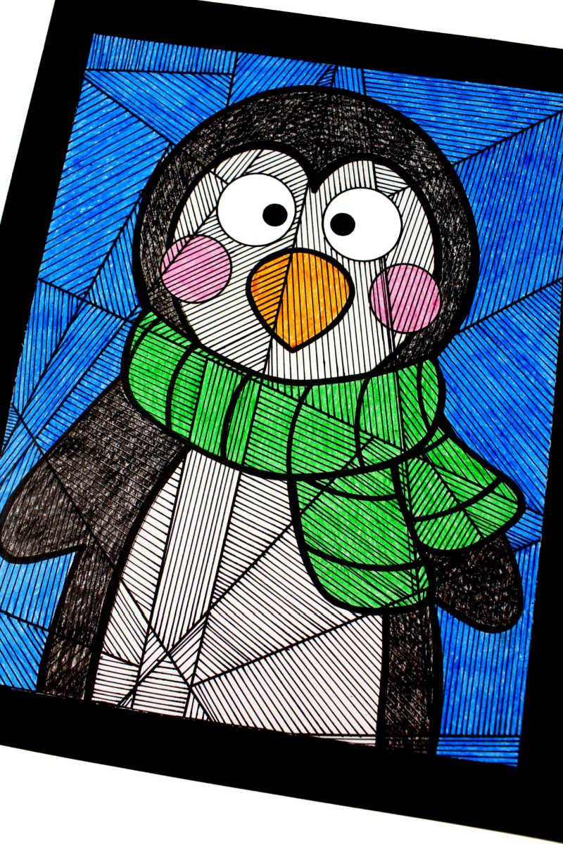 Penguin Line Study Coloring Page #FreePrintable #Penguin #Penguins