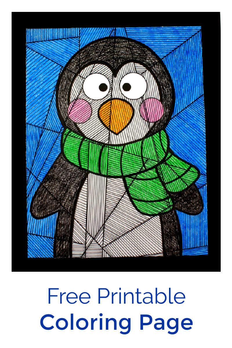 Penguin Line Study Coloring Page #FreePrintable #Penguin #Penguins