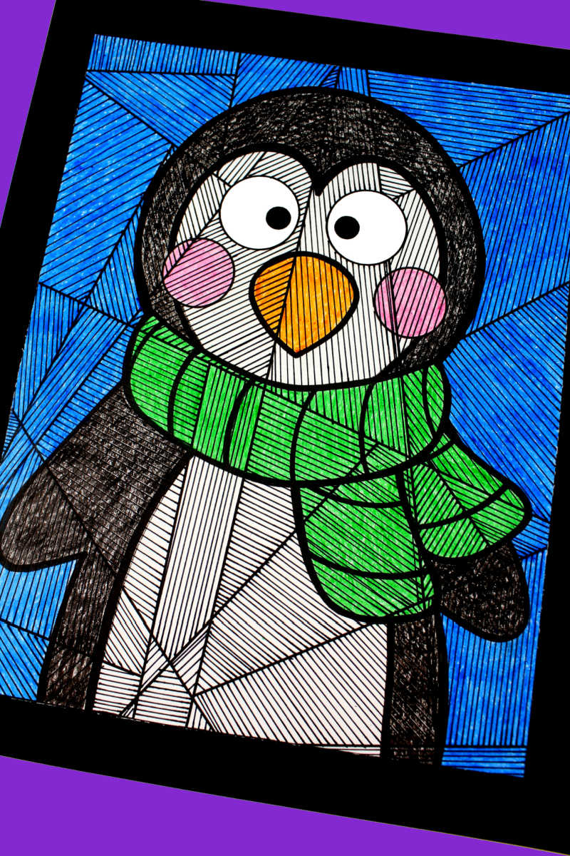 Penguin Line Study Coloring Page #FreePrintable #Penguin #Penguins