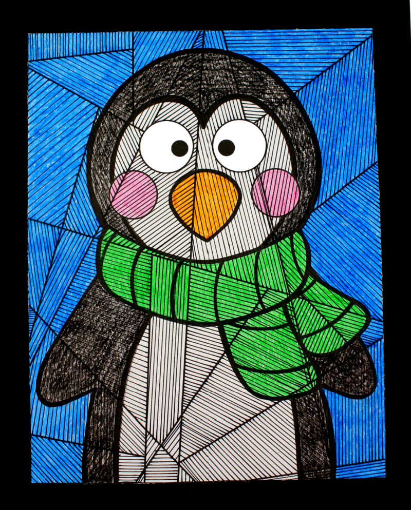 Penguin Line Study Coloring Page #FreePrintable #Penguin #Penguins