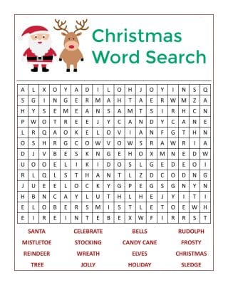 Santa's Christmas Word Search Activity Page - Mama Likes This