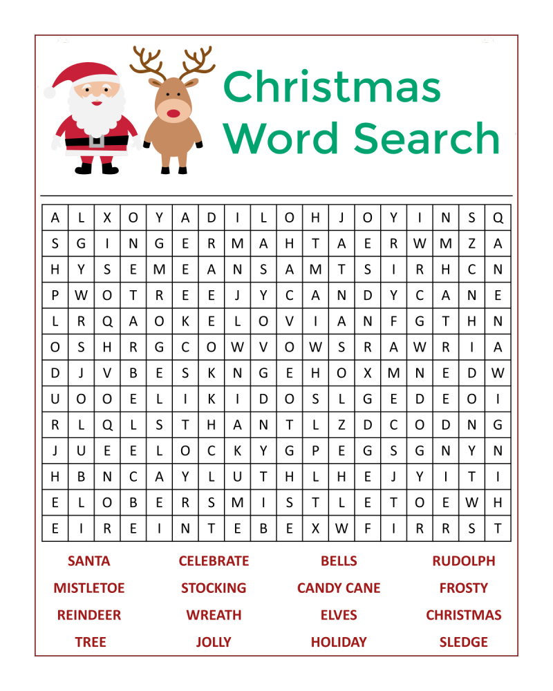 Download this free printable Christmas word search, so you can try to find all of the holiday words hidden on the activity page. 