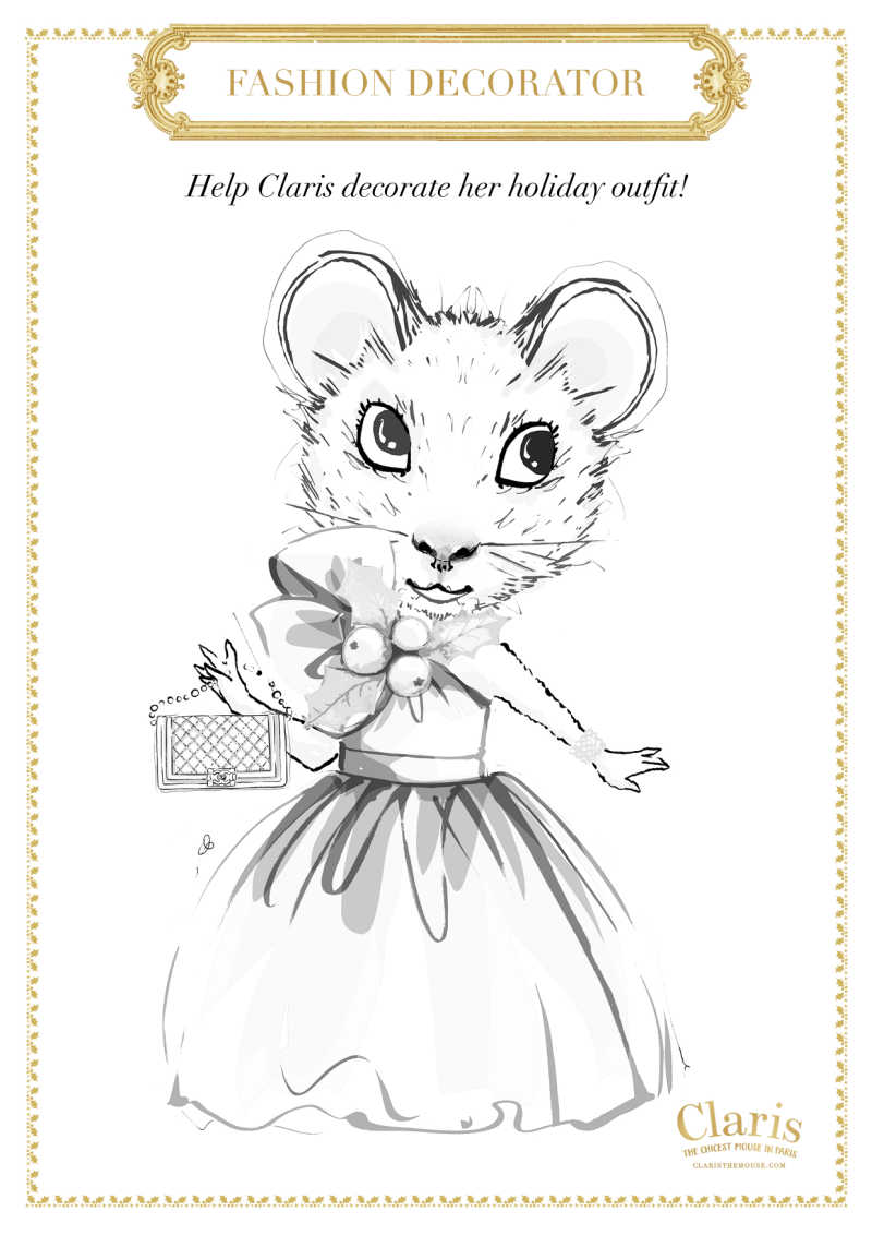 Your child can help Claris get ready for the ball, when you download this free printable mouse ball gown coloring page.