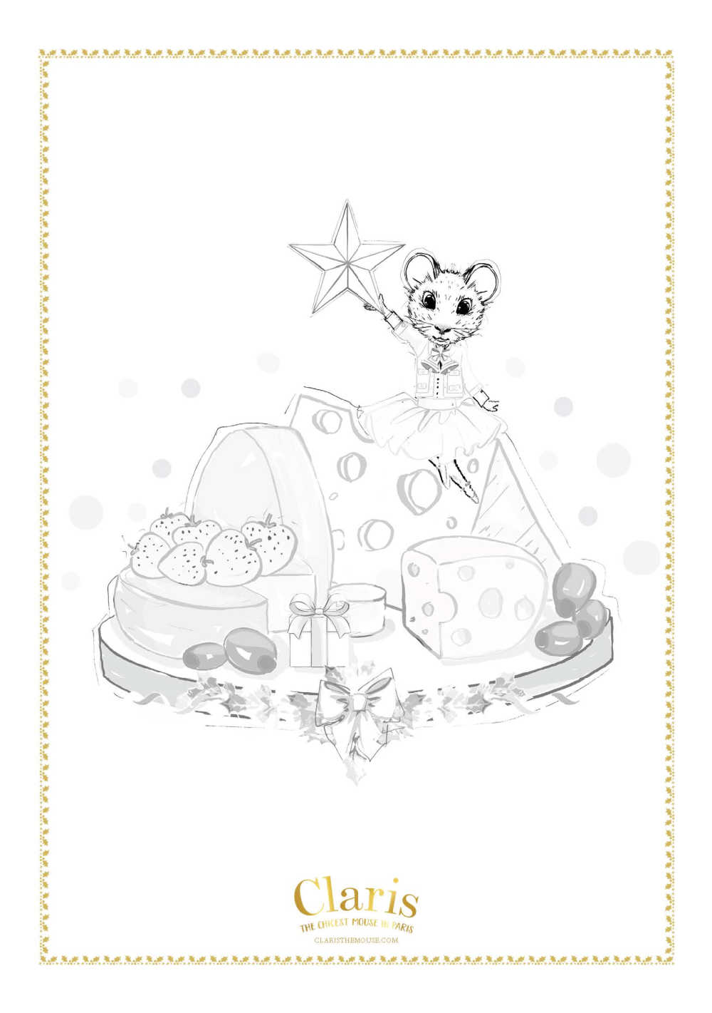mouse with a cheese plate coloring page
