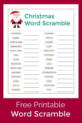 Santa's Christmas Word Scramble Activity Page - Mama Likes This