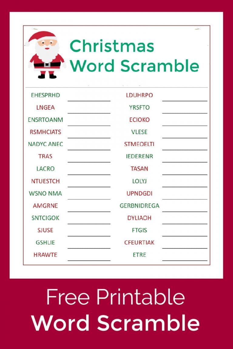 Christmas Word Scramble Free Printable