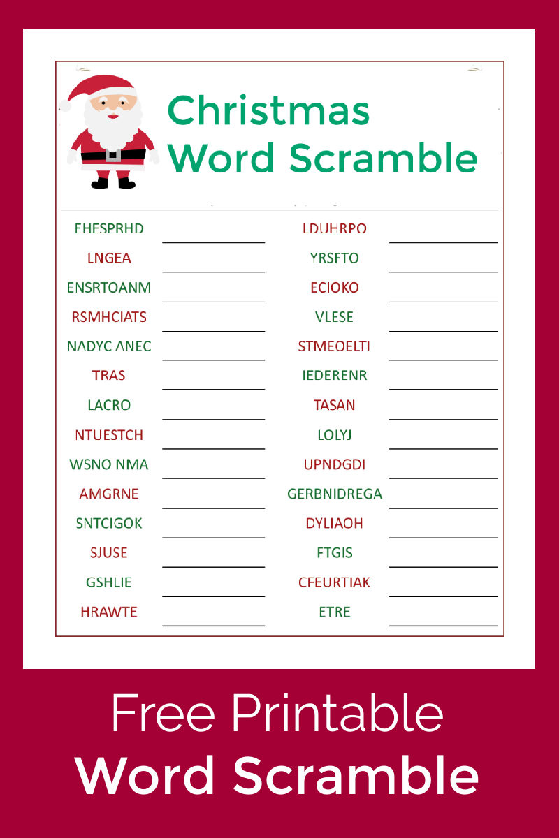 Christmas Word Scramble Activity Page