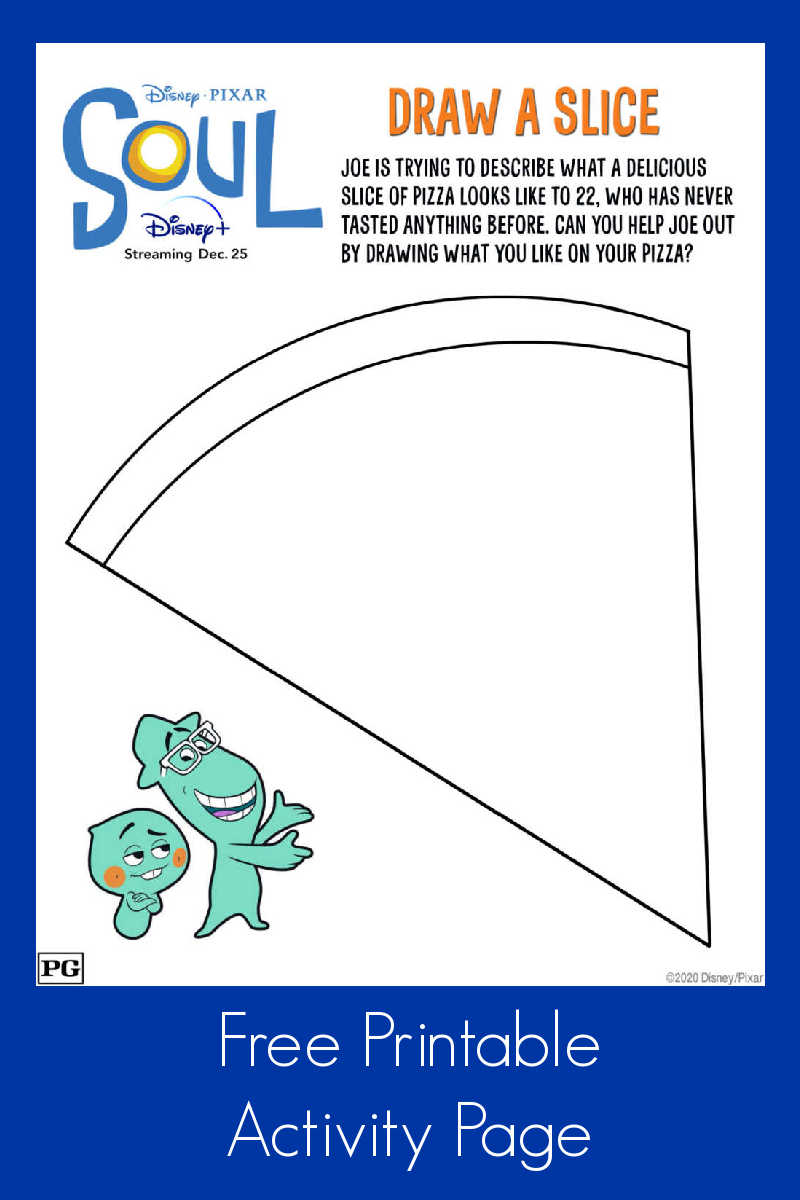 Your kids will have fun, when you download and print this cute Disney Pixar Soul coloring page pizza activity. 