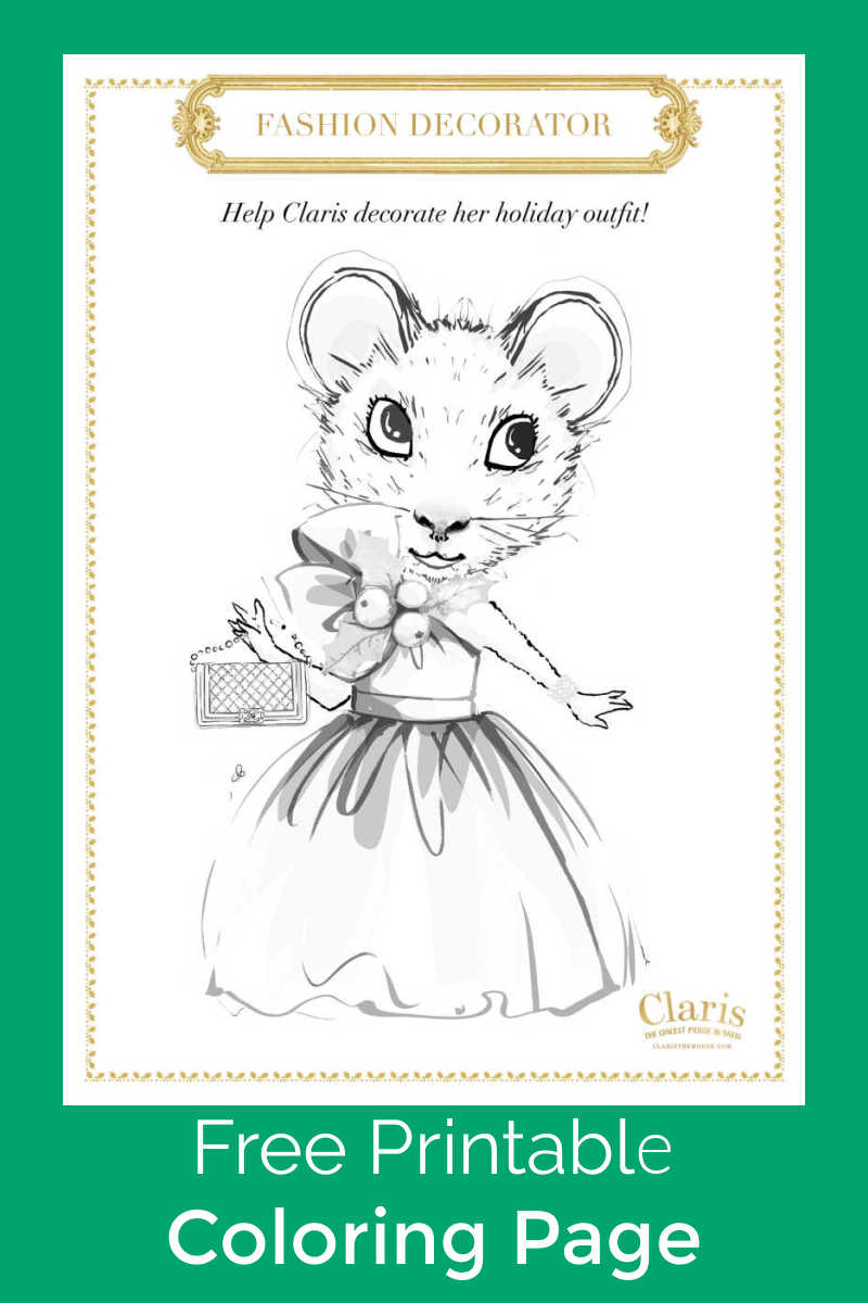 Your child can help Claris get ready for the ball, when you download this free printable mouse ball gown coloring page.