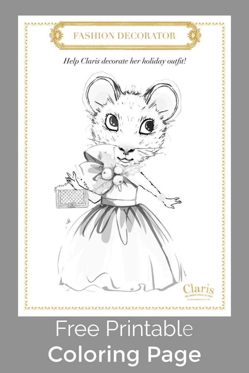 Your child can help Claris get ready for the ball, when you download this free printable mouse ball gown coloring page.