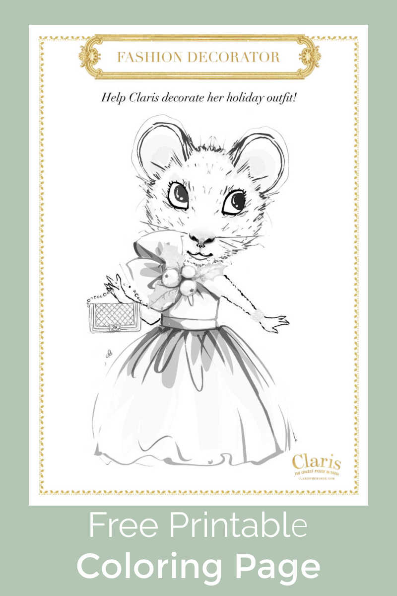Your child can help Claris get ready for the ball, when you download this free printable mouse ball gown coloring page.
