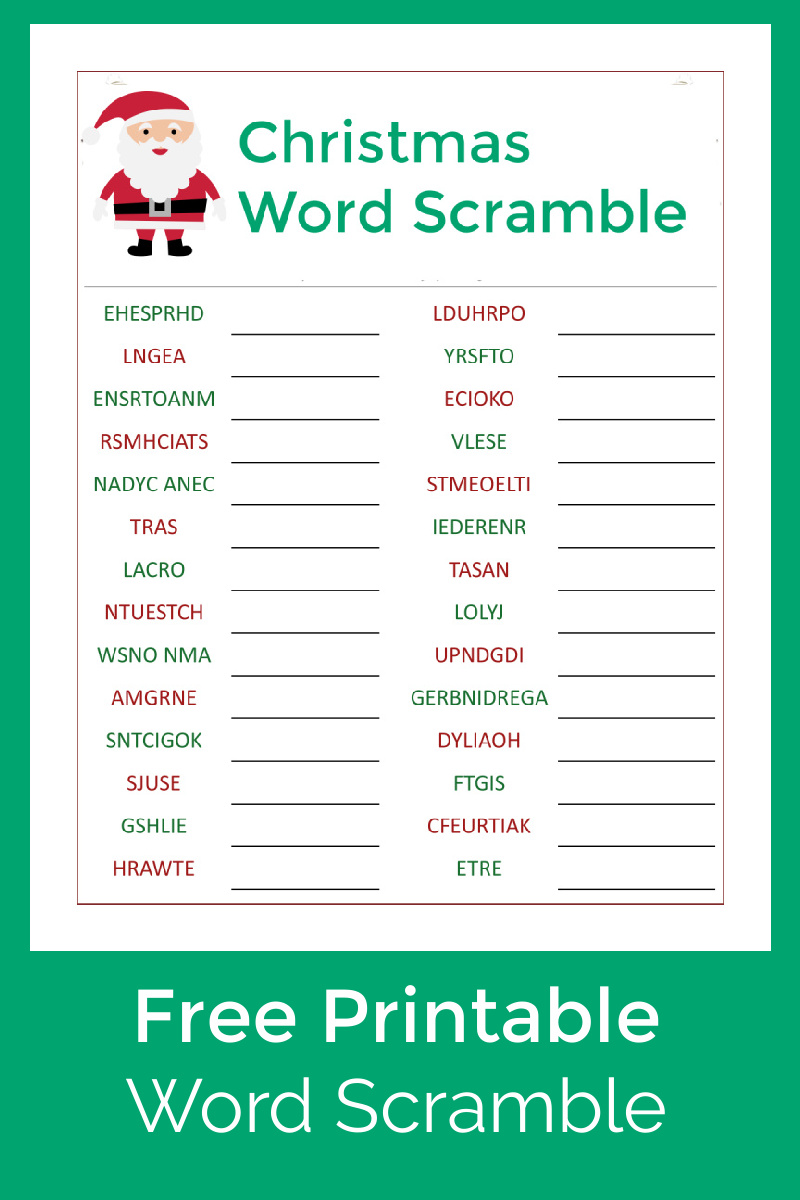 Christmas Word Scramble Activity Page