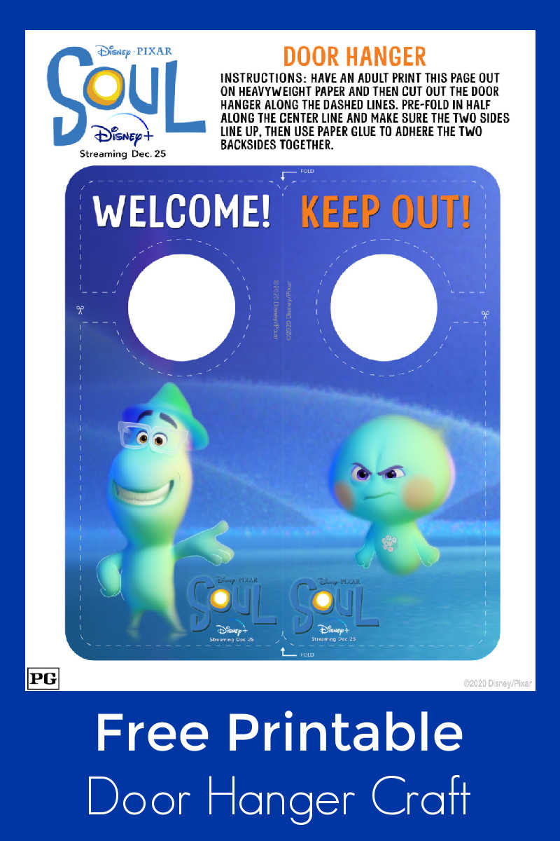 Your kids can create their own Disney Pixar Soul door hanger craft, when you download my free printable pdf. 