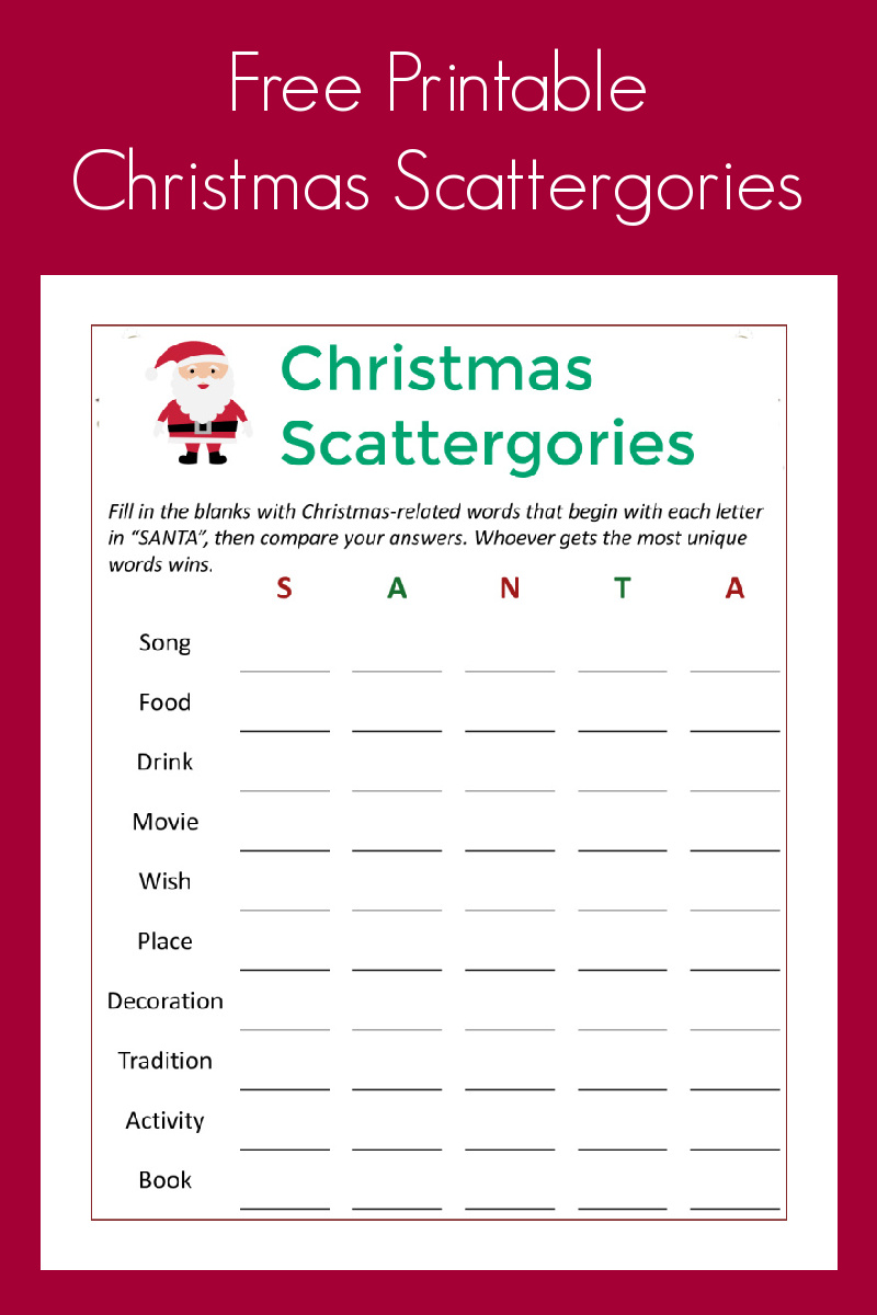 You can have a whole lot of family fun, when you download my free printable Christmas scattergories party game. 