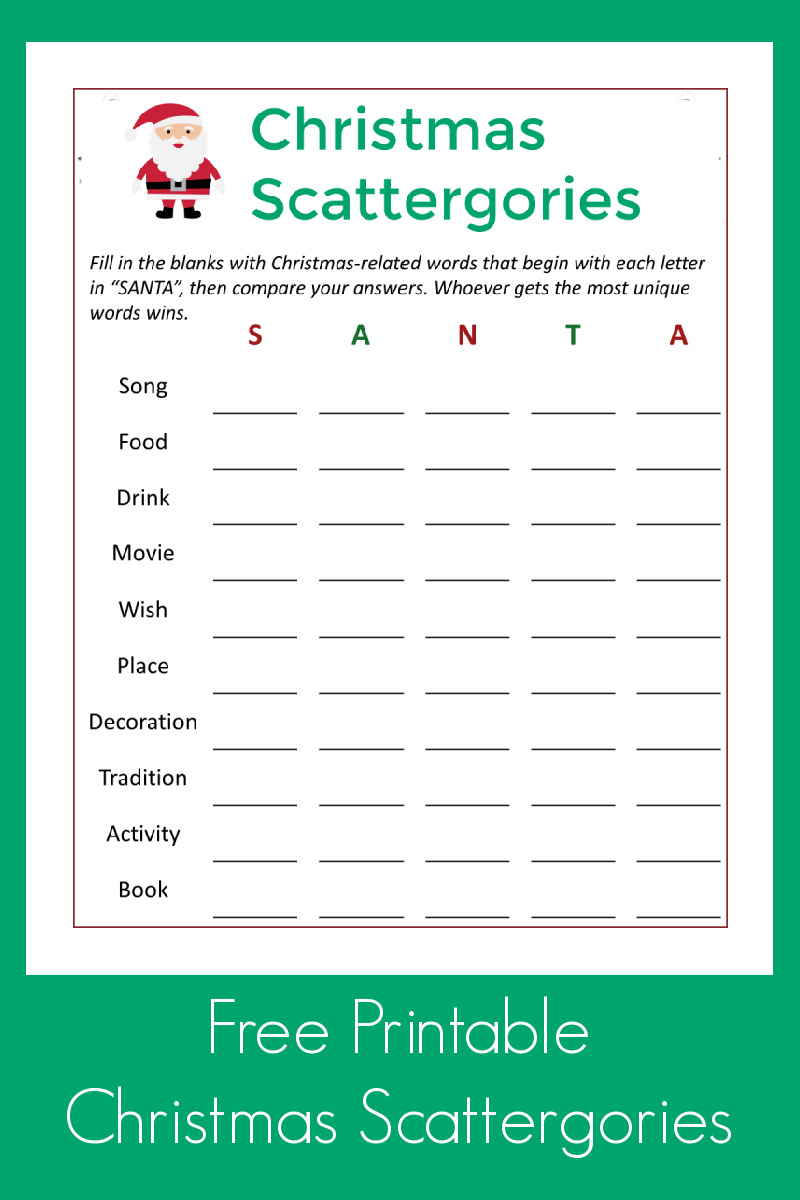 You can have a whole lot of family fun, when you download my free printable Christmas scattergories party game. 