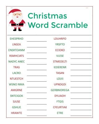 Santa's Christmas Word Scramble Activity Page - Mama Likes This