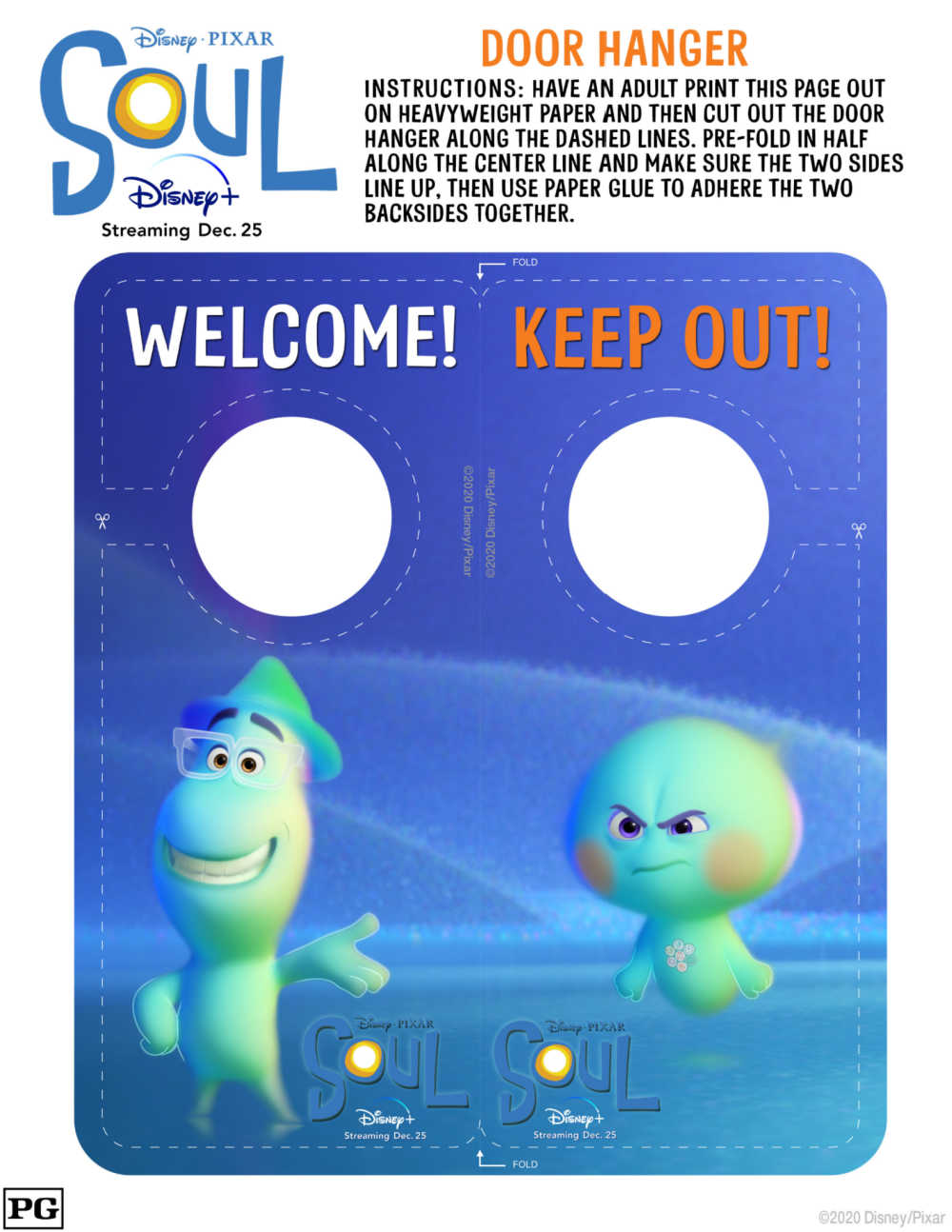 Your kids can create their own Disney Pixar Soul door hanger craft, when you download my free printable pdf. 