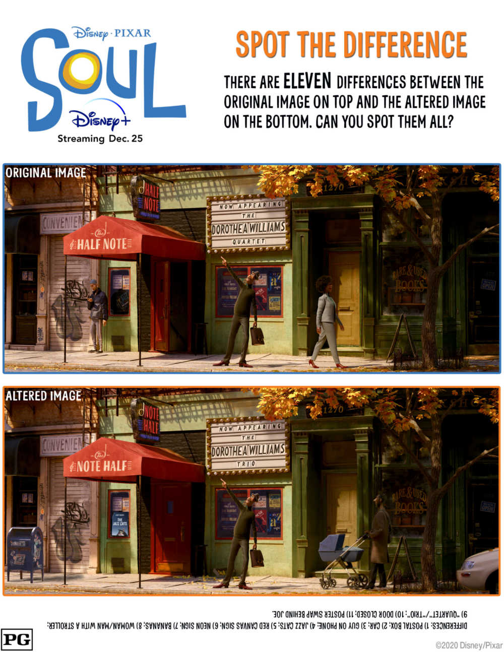 Test your observation skills, when you download the fun and free printable Disney Pixar Soul spot the difference activity page.