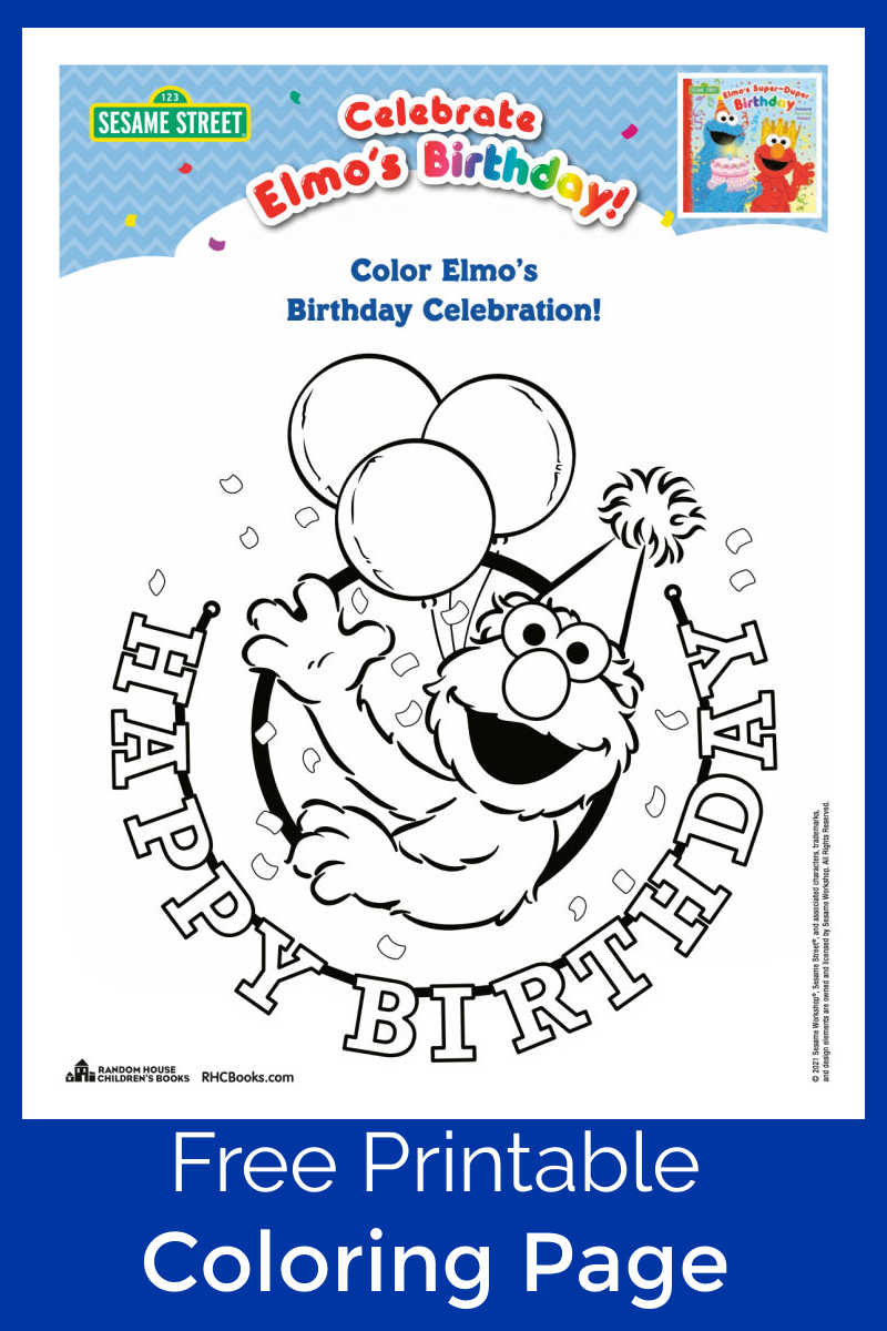 elmo coloring pages birthday