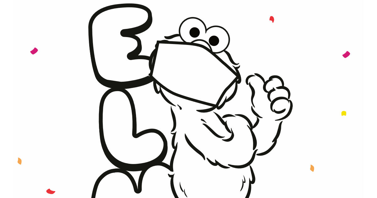 feature elmo face mask coloring page