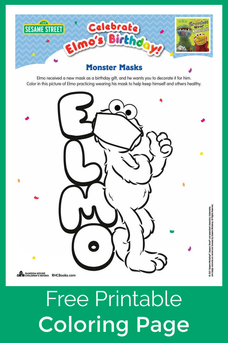 Kids will see that Elmo sets a great example, when you download and print this cute Elmo face mask coloring page. 