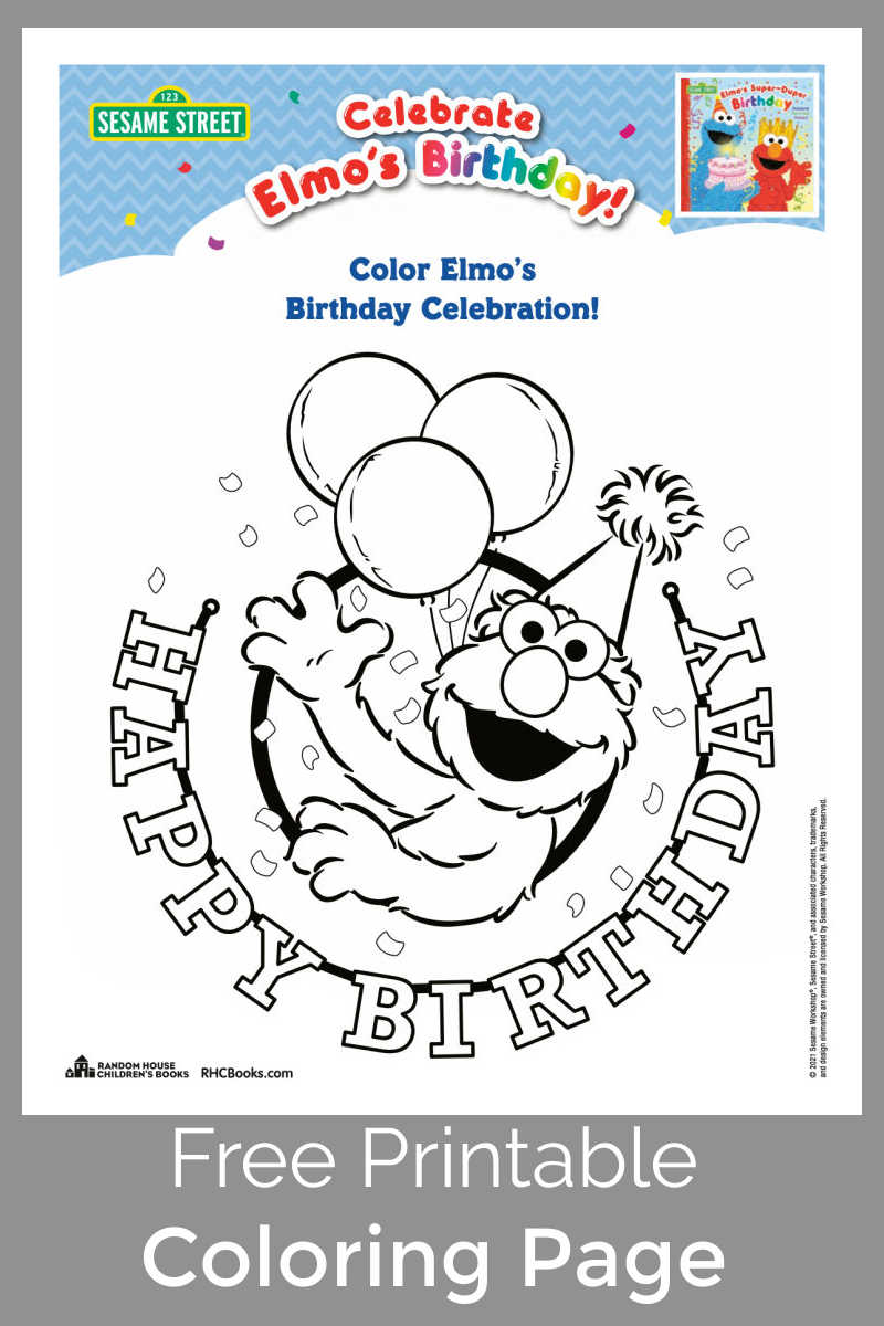 elmo coloring pages birthday