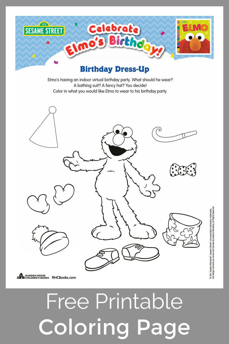 Kids can help this beloved Sesame Street character get ready for a party, when you download this free Elmo dress up coloring page. 