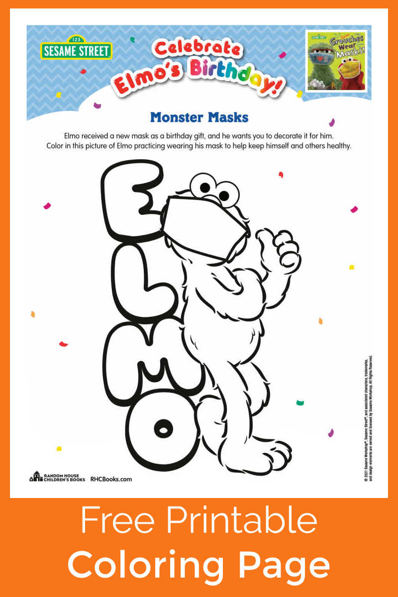 Kids will see that Elmo sets a great example, when you download and print this cute Elmo face mask coloring page. 