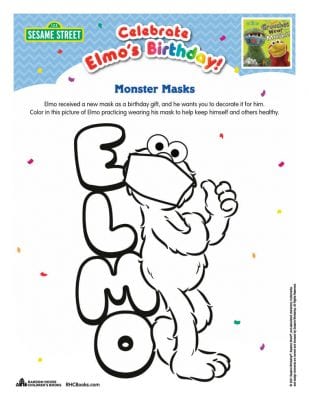 Free Printable Elmo Face Mask Coloring Page - Mama Likes This