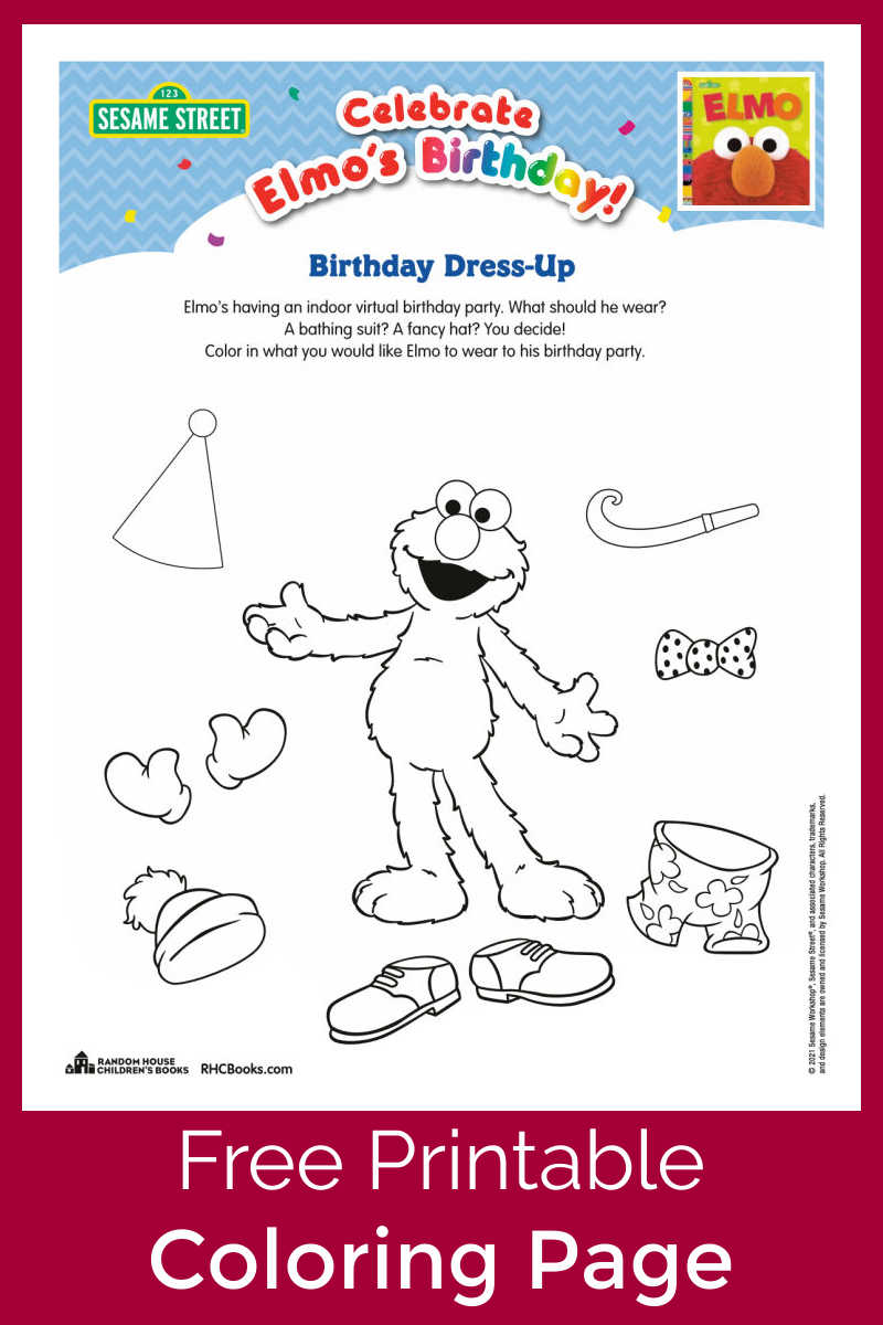Kids can help this beloved Sesame Street character get ready for a party, when you download this free Elmo dress up coloring page. 