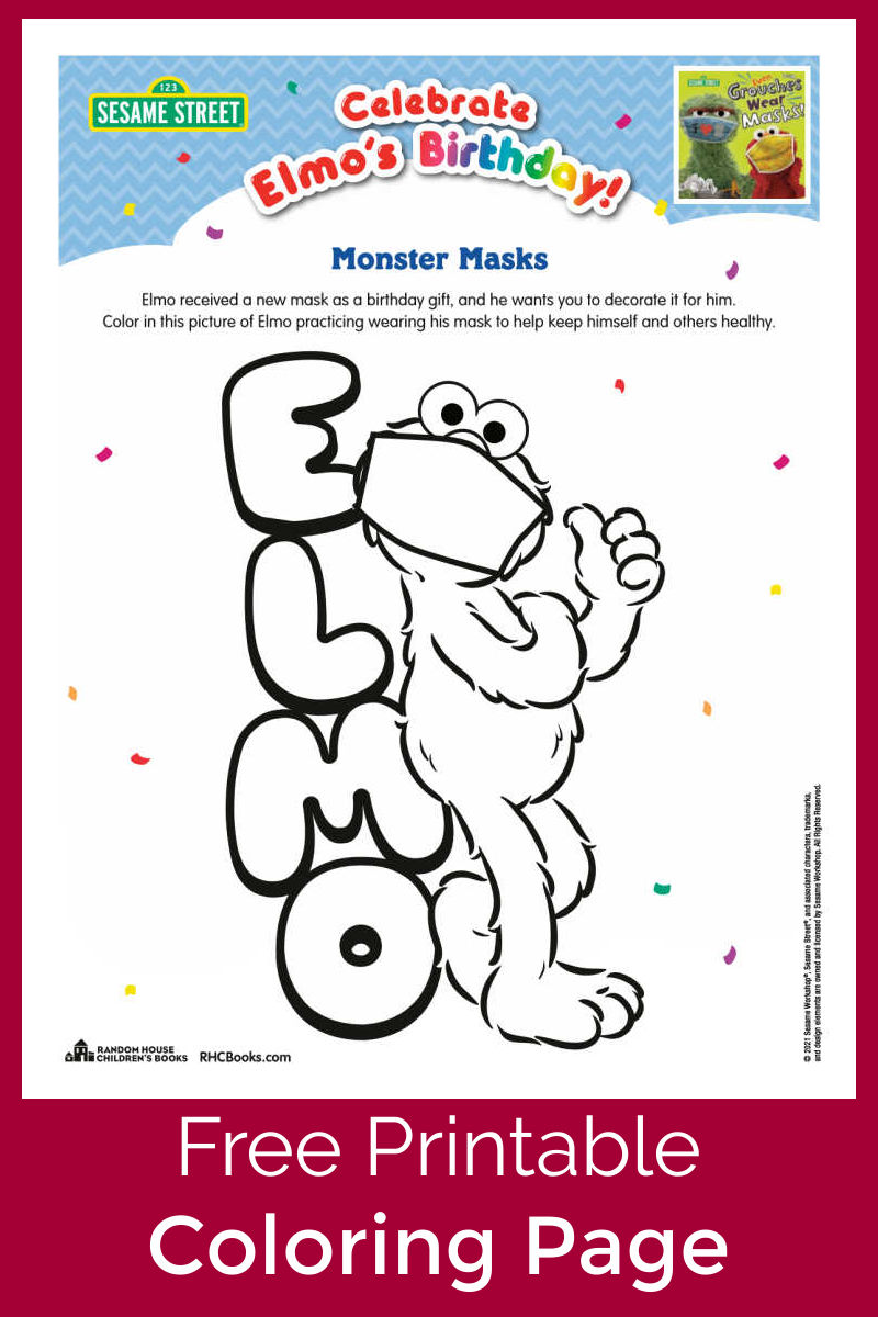 Kids will see that Elmo sets a great example, when you download and print this cute Elmo face mask coloring page. 