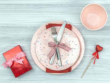 pink confetti zak designs dinnerware
