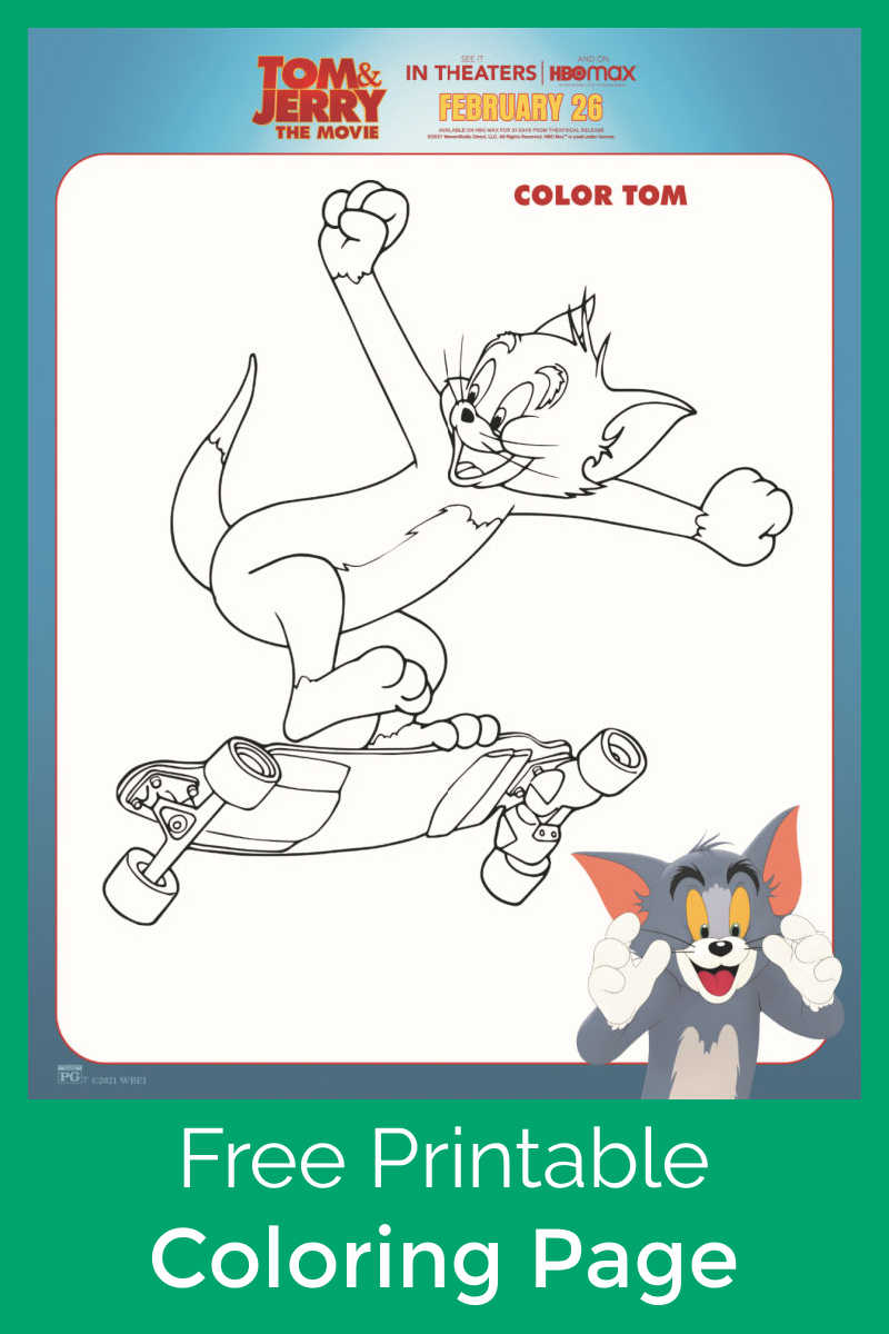 sponsored: Kids who love cartoons and skateboarding will love it, when you download this free printable Tom and Jerry coloring page.