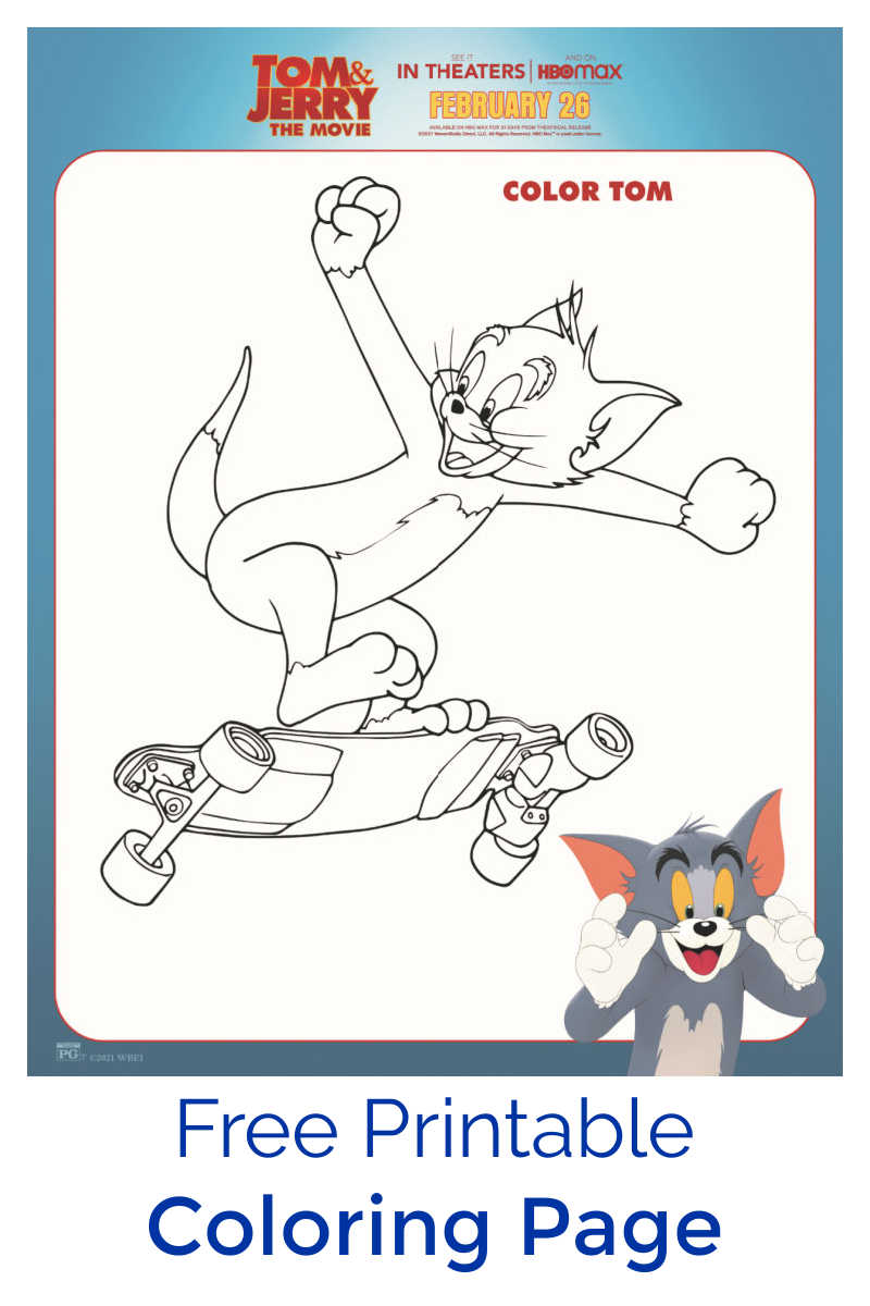 sponsored: Kids who love cartoons and skateboarding will love it, when you download this free printable Tom and Jerry coloring page.