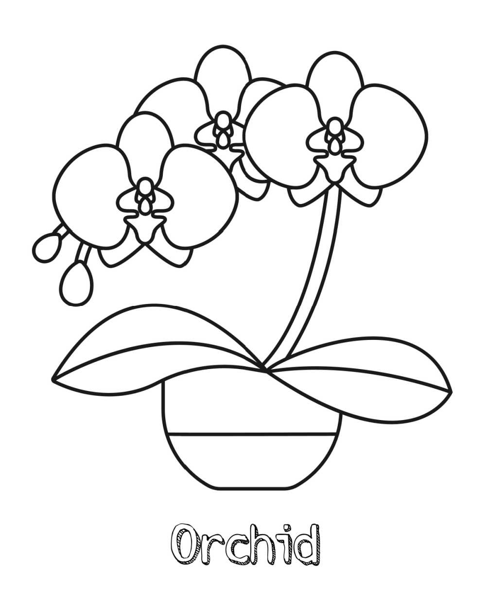 Free Easy Flowers Printable Colouring Page