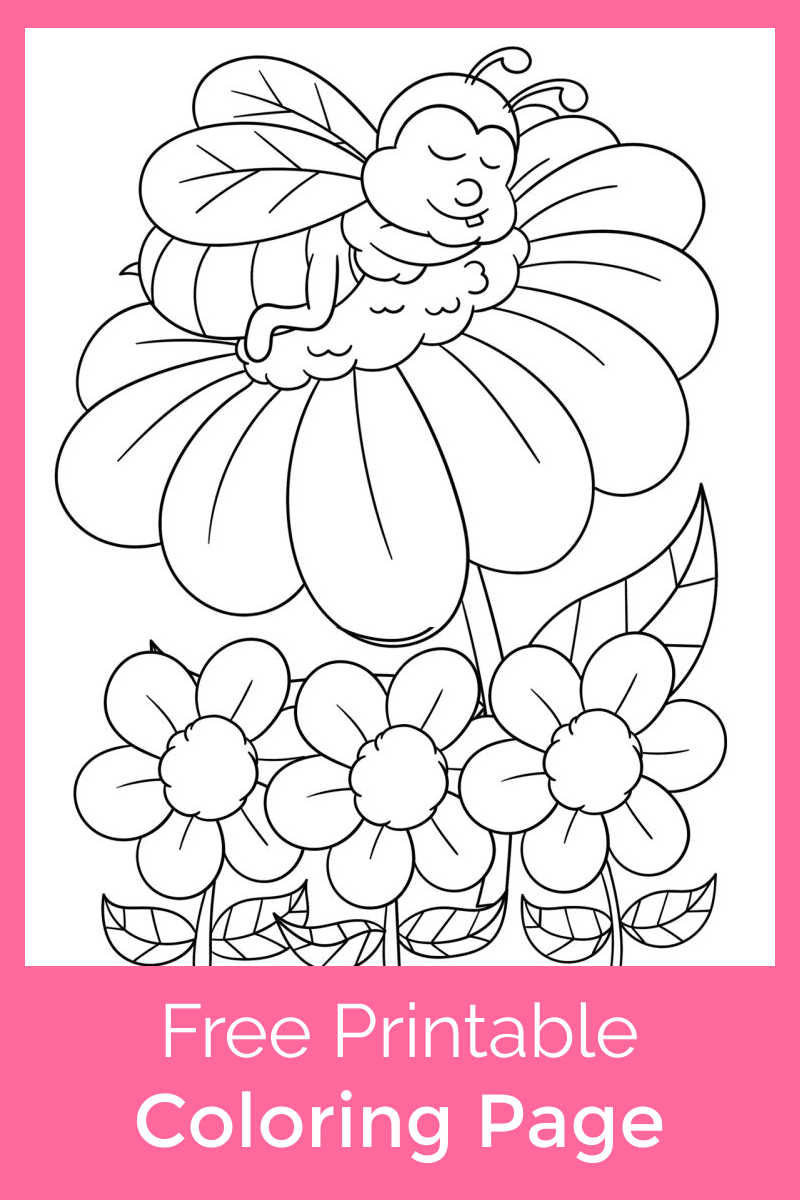 bees and flowers coloring pages