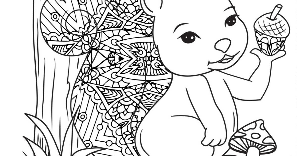 squirrel mushroom coloring page.