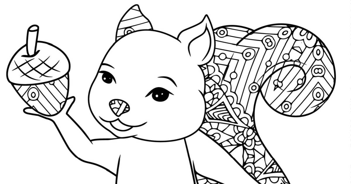 squirrel acorn coloring page.