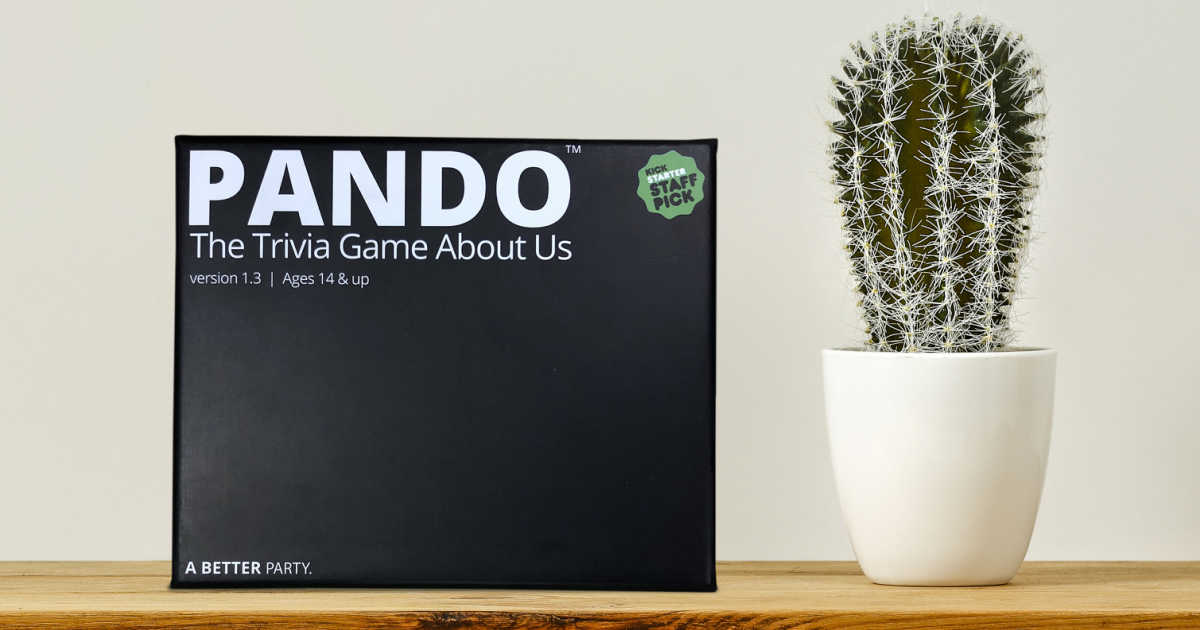 card game - pando on shelf with a cactus in a pot.