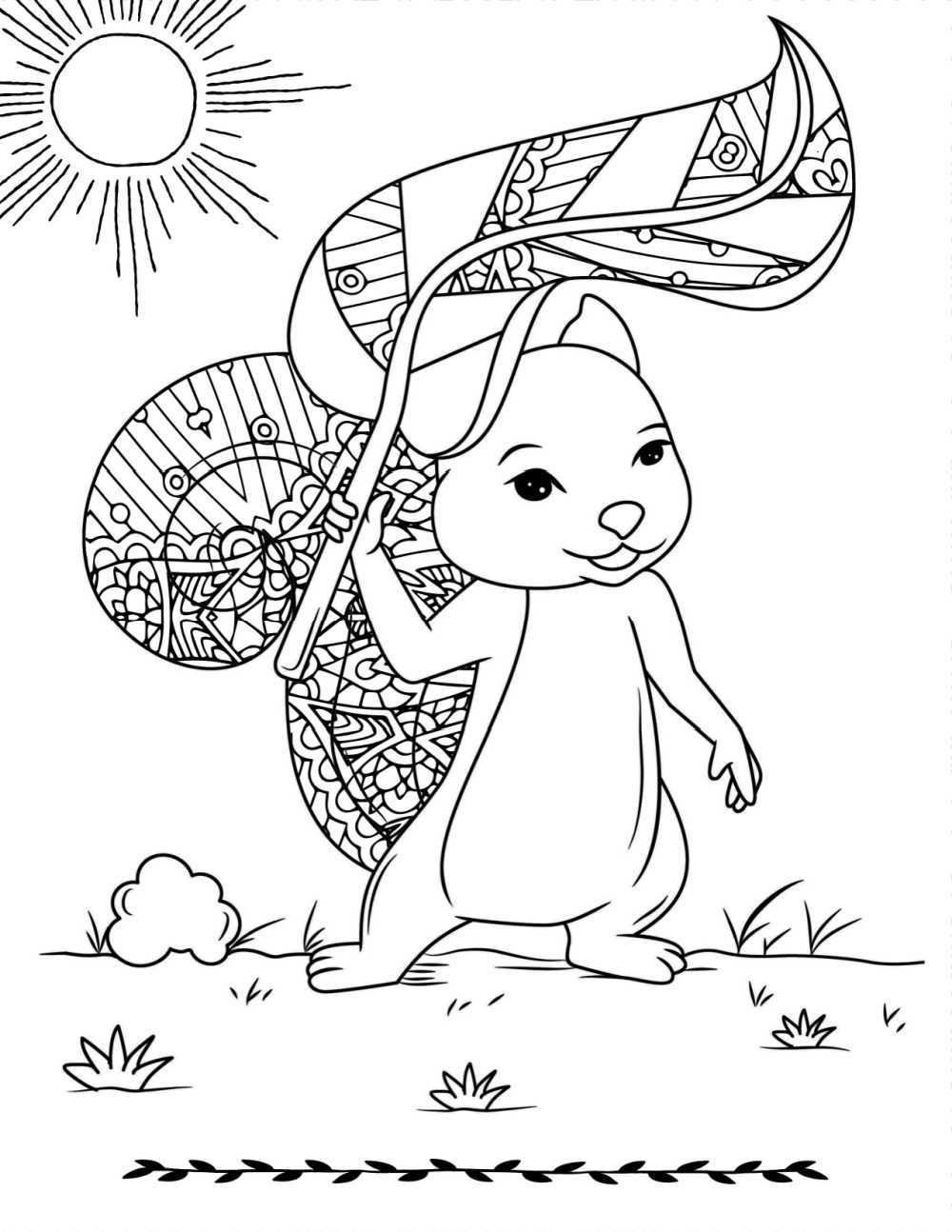It is always so nice to soak up the sun, so you will love this free printable squirrel in the sunshine coloring page. 